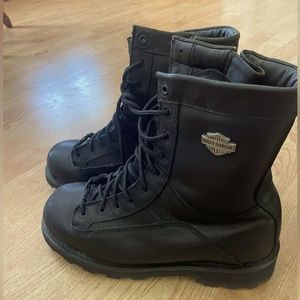 Harley Davidson Black Leather Motorcycle Boots, Men’s Size 10
